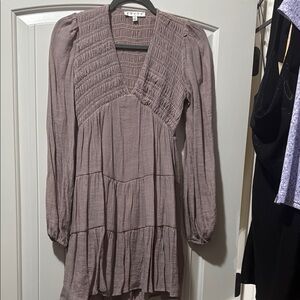 HYFVE Mauve Textured Long Sleeve Dress